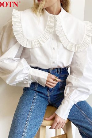 Blusas blanca de algodón para mujer