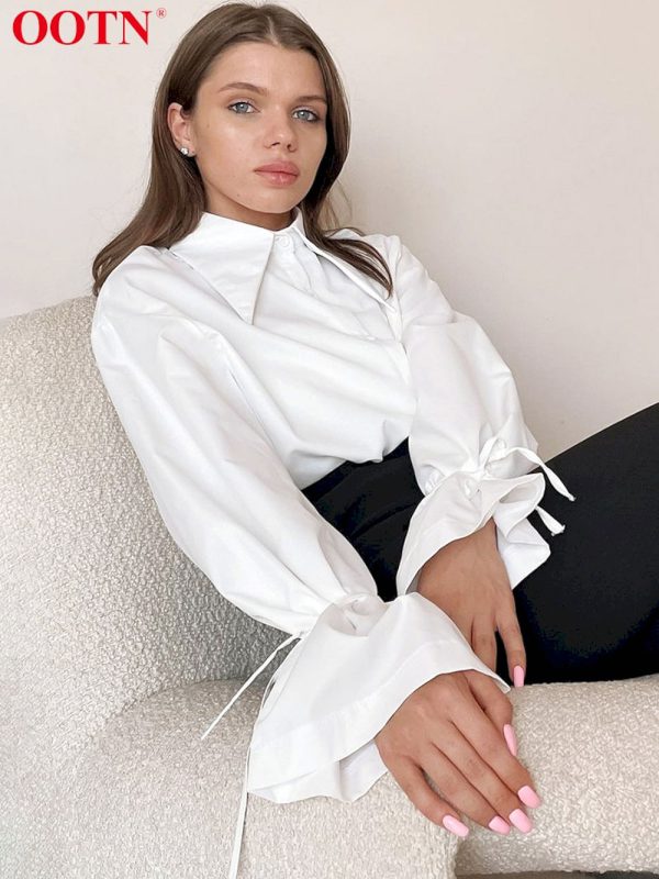 Blusas blanca de oficina para mujer