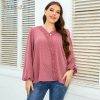 Blusas de encaje con manga farol para mujer