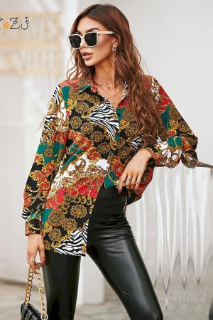 Blusas de gasa con estampado floral para mujer