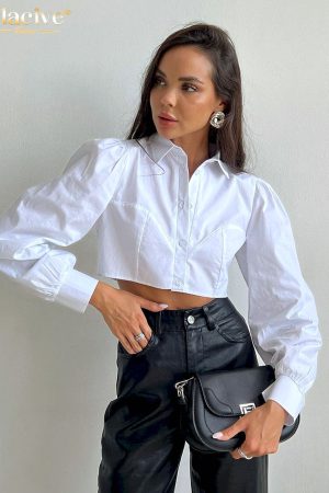 Blusas de manga larga ajustada para mujer