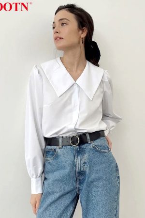 Blusas de manga larga con cuello vuelto para mujer