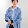 Blusas informal a rayas azules de gran tamaño para mujer