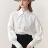 Camisa blanca de diseño francés para mujer