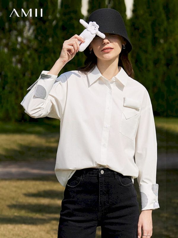 Camisa blanca minimalistas para mujer