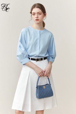 Camisa de cuello redondo para mujer