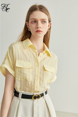 Camisa de manga corta a rayas para mujer