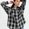 Camisa holgada a cuadros para mujer