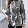 Camisa holgada de manga larga para mujer