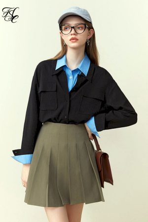 Camisa plisada con textura para mujer