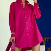 Camisa rosa holgada informal para mujer