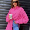 Camisa rosa holgada para mujer