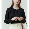 Camisa texturizada negra vintage para mujer