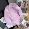 Camisas de rayas púrpuras para mujer