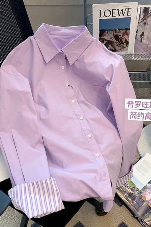 Camisas de rayas púrpuras para mujer