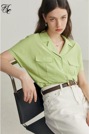 Camisas francesas de manga corta para mujer