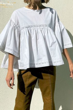 Camisetas blanca holgada de verano para mujer