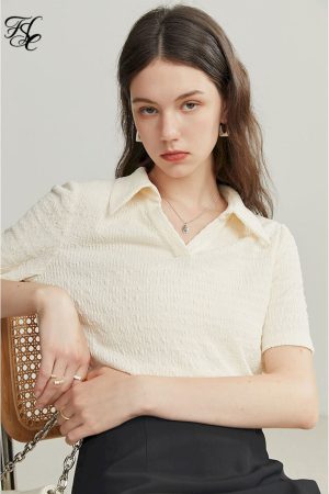 Camisetas cortas con diseño de cordón para mujer