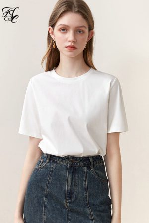 Camisetas % de algodón de manga corta para mujer