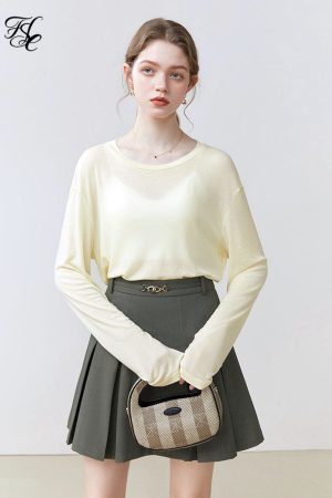 Camisetas de cuello redondo para mujer