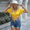 Camisetas de gasa con cordón para mujer