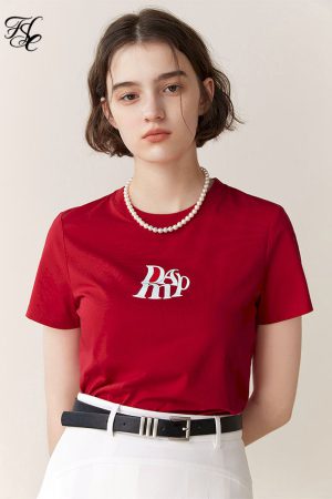 Camisetas de manga corta con cuello redondo para mujer