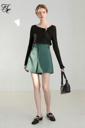 Camisetas de manga larga con cuello redondo para mujer