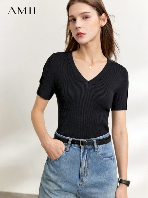 Camisetas de punto minimalistas para mujer