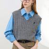 Chaleco de punto con cuello en v para mujer