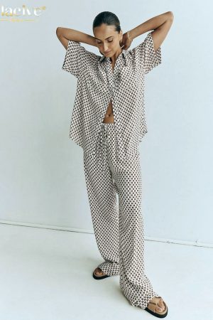 Conjunto de dos piezas de Blusas de manga corta para mujer