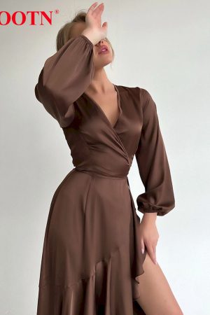Elegante Vestidos asimétrico de satén para mujer