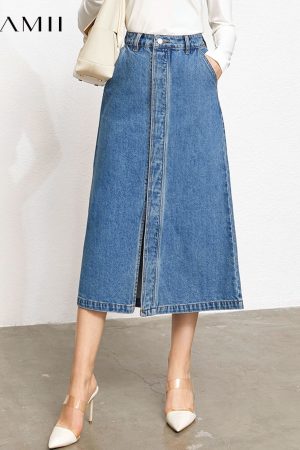 Faldas de tela vaquera minimalistas para mujer