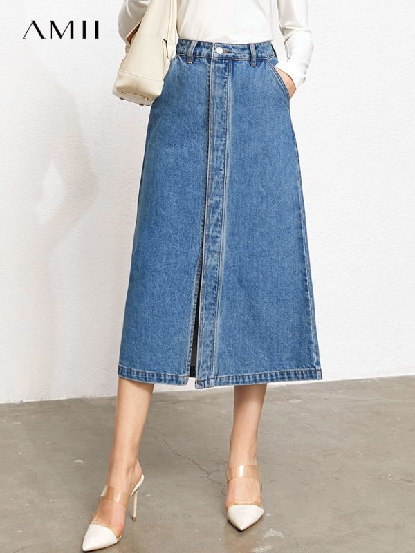 Faldas de tela vaquera minimalistas para mujer