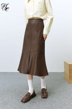 Faldas larga de cuero sintético para mujer