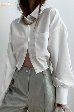 Informal Blusas de manga larga con solapa para mujer