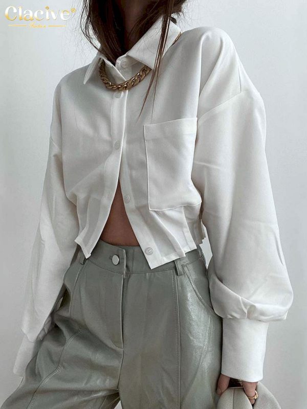 Informal Blusas de manga larga con solapa para mujer