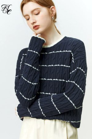 Jersey de lana con cuello redondo para mujer
