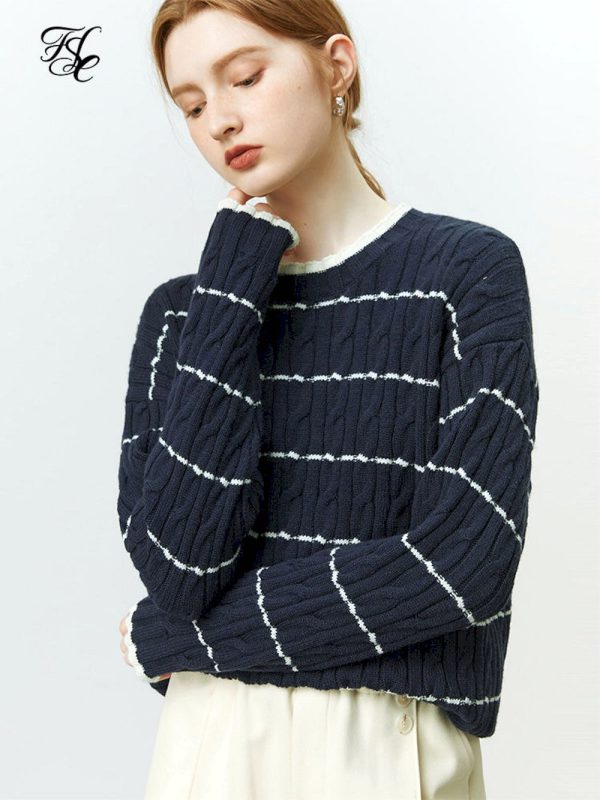 Jersey de lana con cuello redondo para mujer