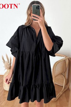 Mini Vestidos camisero de oficina para mujer