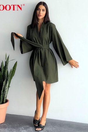 Mini Vestidos verde informal para mujer