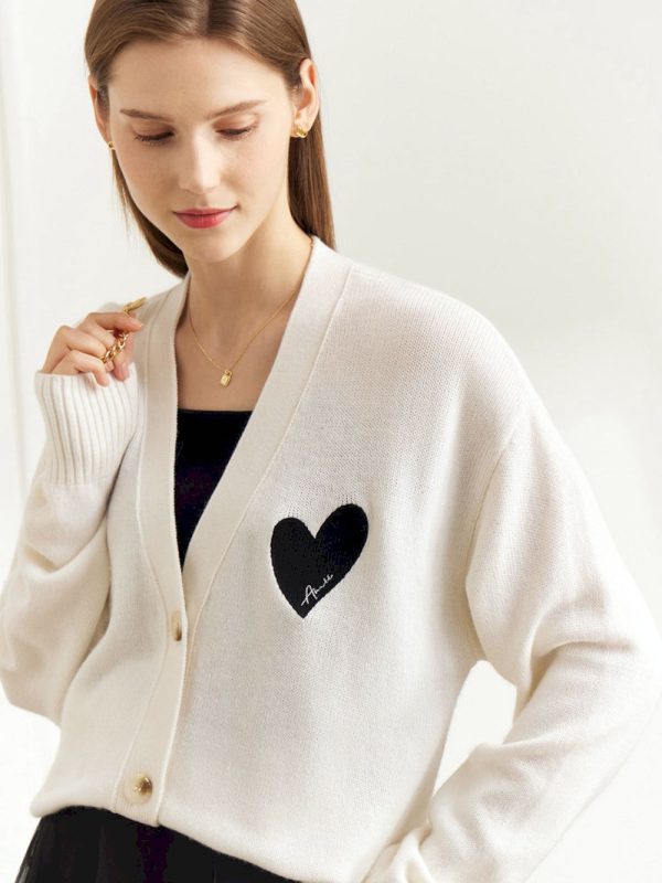 Minimalismo Suéteres cardigan para mujer de invierno de lana lana Suéteres cálido y elegante amor bo