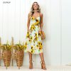 Mujeres verano girasol Vestidos boho slip backless midi sundres beach casual floral vestidos señoras