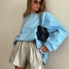 Pantalones cortos de cuero pu para mujer