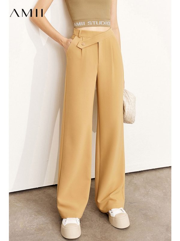 Pantalones minimalistas de cintura alta para mujer
