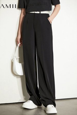 Pantalones minimalistas de pierna ancha para mujer