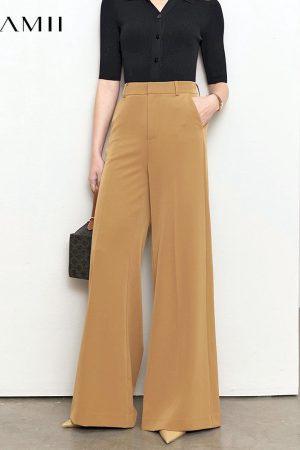 Pantalones minimalistas de pierna ancha para mujer
