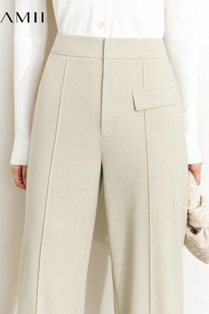 Pantalones minimalistas de pierna recta para mujer