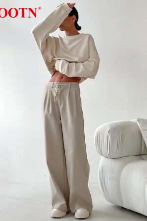 Pantalones plisados de oficina para mujer