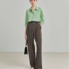 Pantalones rectos holgados de cintura alta con cinturón para mujer