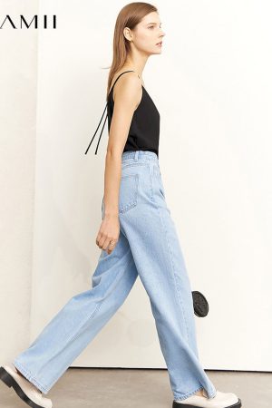 Pantalones vaqueros minimalistas de algodón para mujer